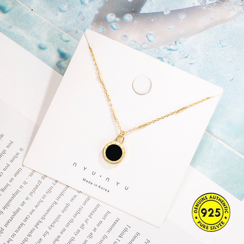 S925 Perak Romawi Dua Sisi Shell Cincin Kalung Cahaya Mewah Bermutu Tinggi Aksesoris U1603