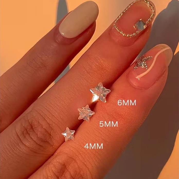 925 Perak Jarum Anting Mini Bintang Anting Kristal Anting Logam Anting Tulang Anting Sederhana Aksesoris Wanita Hadiah