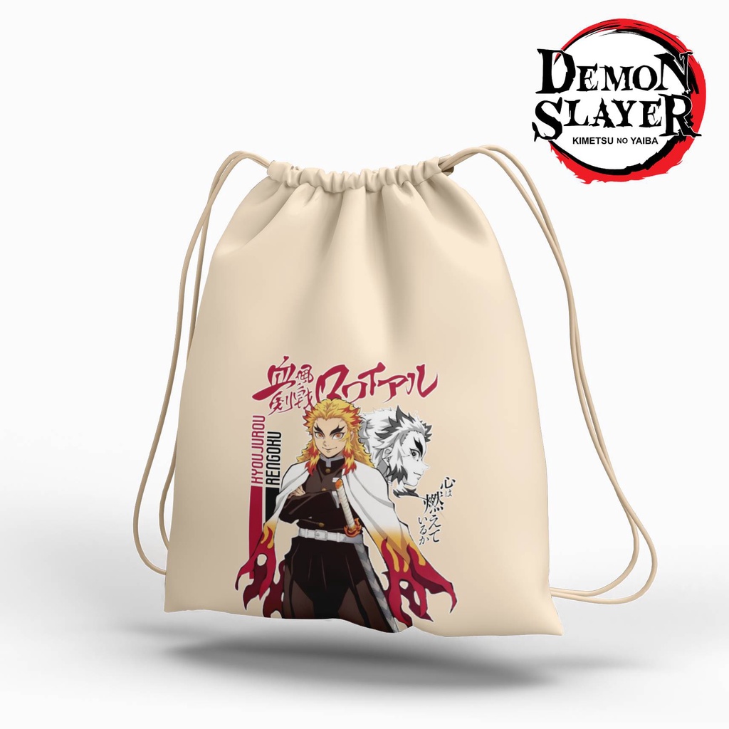 Stringbag Anime Demon slayar kimetsu no yaiba Rengoku tas serut canvas premium tas string bag totebag