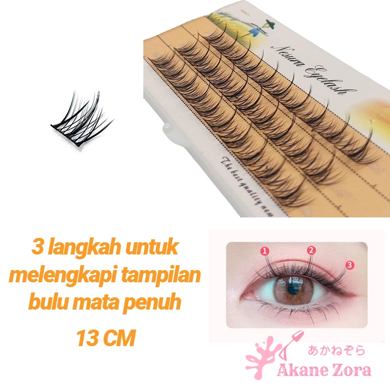 Akane Zora 3D Bulu Mata Eyelash Extension Tanam Eyelash Extension Fish Tail Panjang Campuran