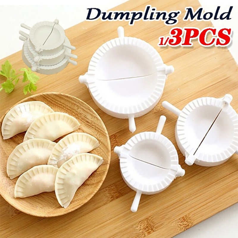 ღ 3 Pcs/set Plastik Pangsit Jamur Tekanan Manual Kulit Pangsit Alat Memasak Kue Makanan Cina Jiaozi Pembuat Pangsit Mesin Dapur aksesoris