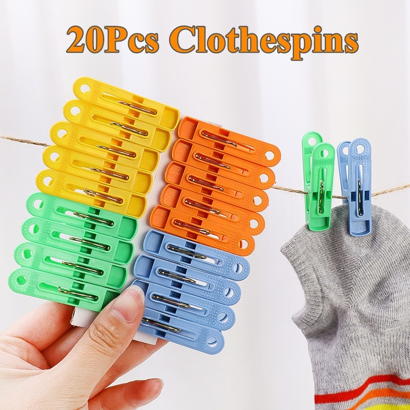 20pcs Pack Anti-slip Clothes Clip Storage Folder/Klip Plastik Multifungsi Rumah Tangga/Untuk Foto Dinding Kaos Kaki Pakaian Dalam/Mini Portable Clothes Sheet Windproof Jepitan