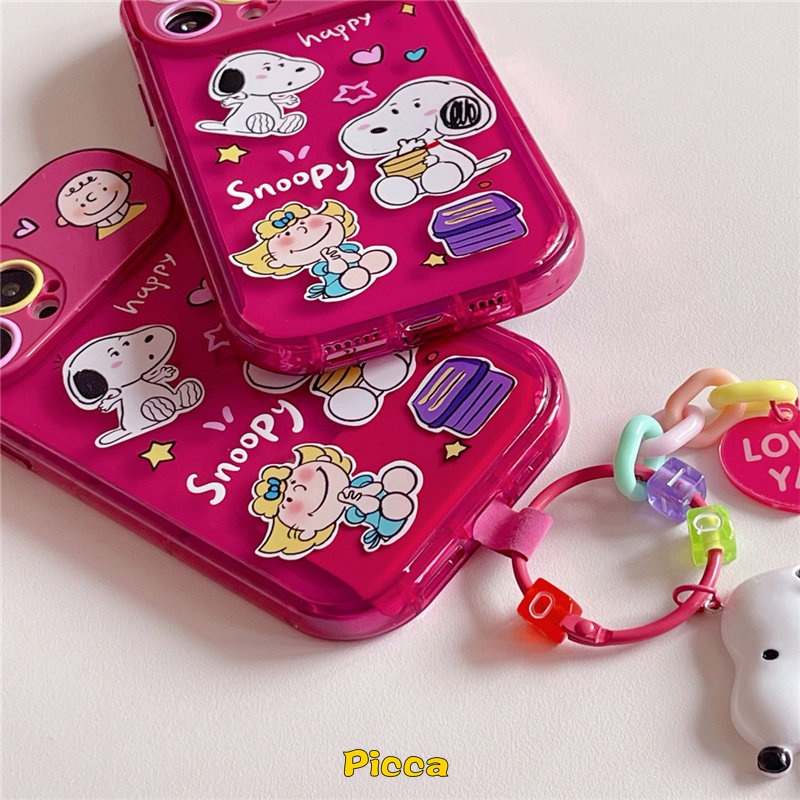 IPHONE Casing Kompatibel Untuk Iphone11 14 13 12 Pro MAX XR 8 7 14 Plus X XS MAX SE 2020 Kartun Snoopy Kreatif Flip Make Up Cermin Shockproof Lembut TPU Phone Back Cover Case