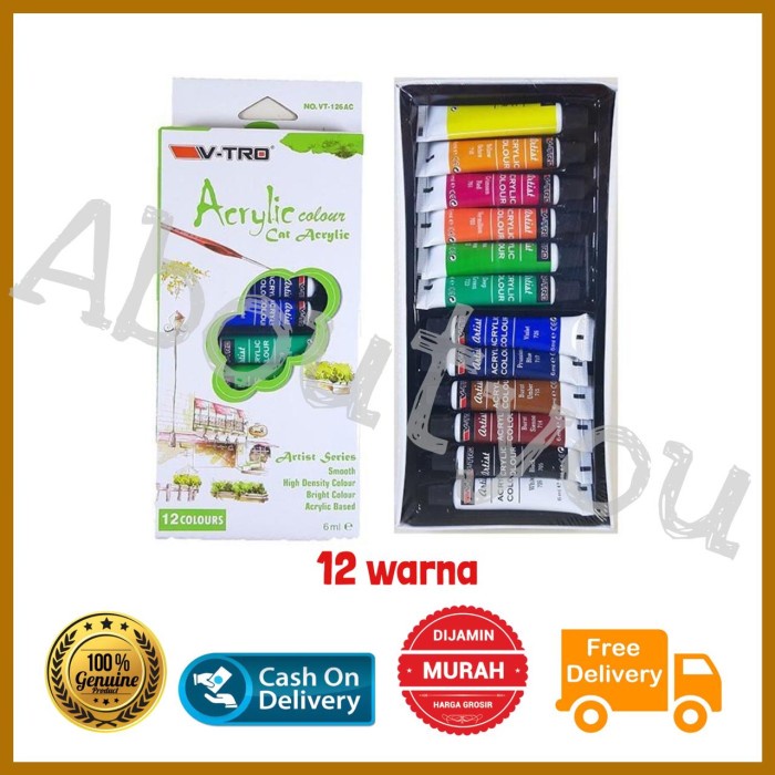 

DISKON SHOPEE/ Premium Set Acrylic CAT AKRILIK Set Lukis 12 warna Acrilic Paint Color