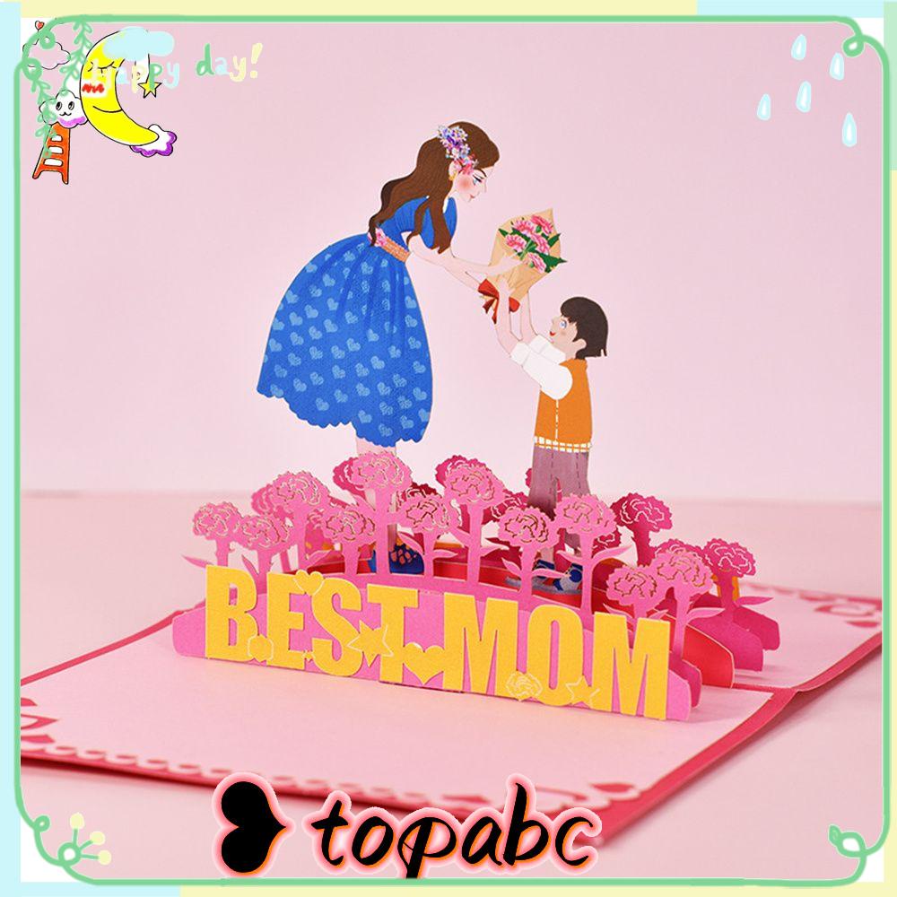 Kartu Hari Ibu TOP Ulang Tahun Pernikahan Buket Bunga Pop Up Mom Happy Mother's Day Invitation Card