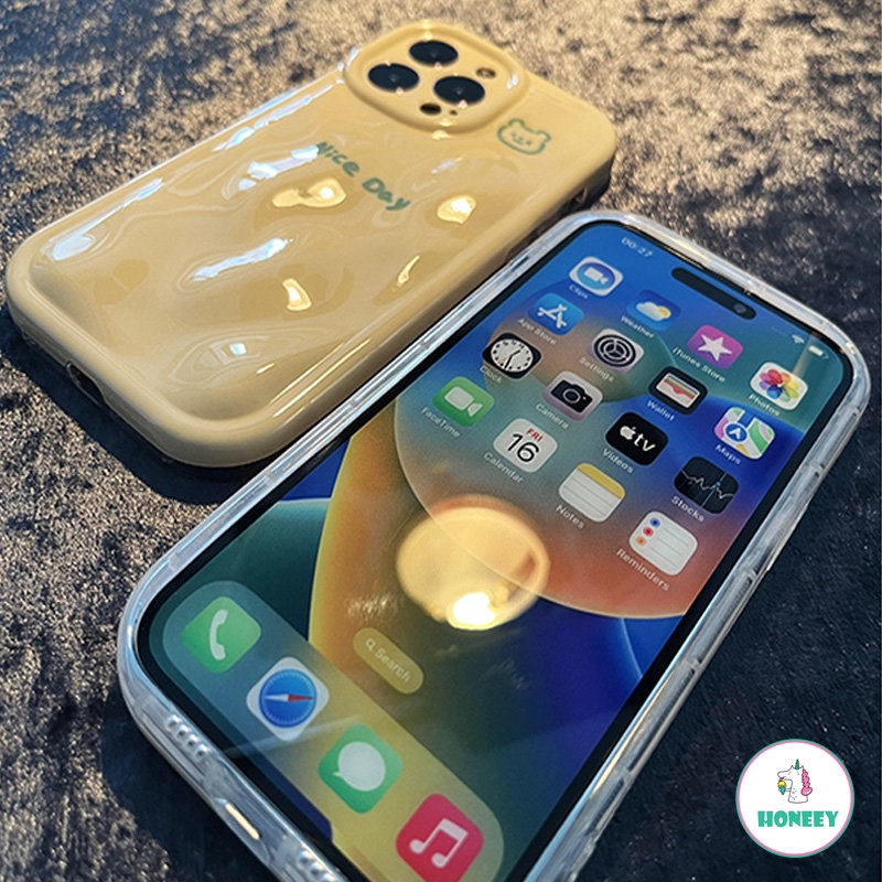 IPHONE Casing Ponsel Motif Kerang Meteorite Mewah Untuk Iphone14 13 11 12 Pro Max 14pro Korea Cream Kuning Shockproof Soft Back Cover