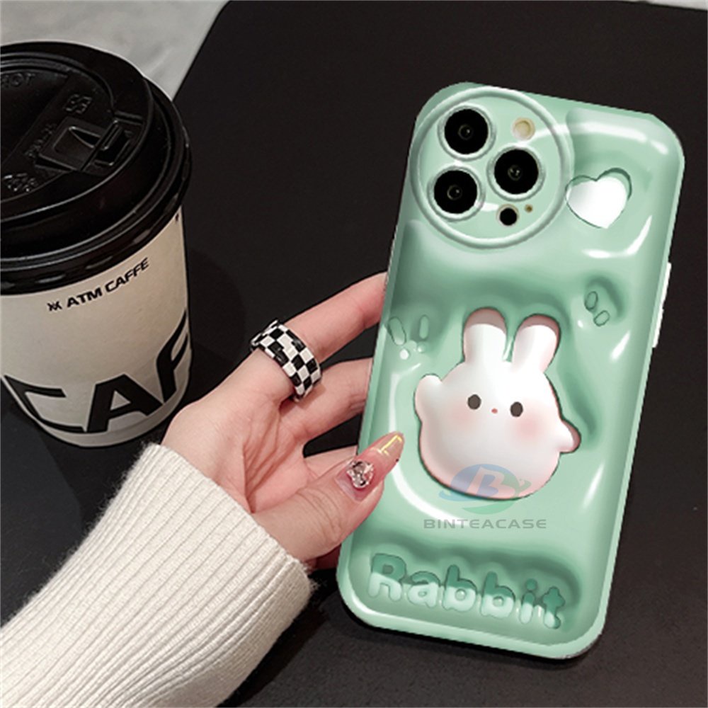 Casing hp Oppo A77S A57 A16 A16S A54S A77 A16K A17 A5S A15 A15S A12 A3S A17K A12E A92 A52 A32 A31 A9 A5 F1S A53 A33 A54 F9 C1 A11K Kartun Kelinci Lucu Silicone Airbag Case Binteacase