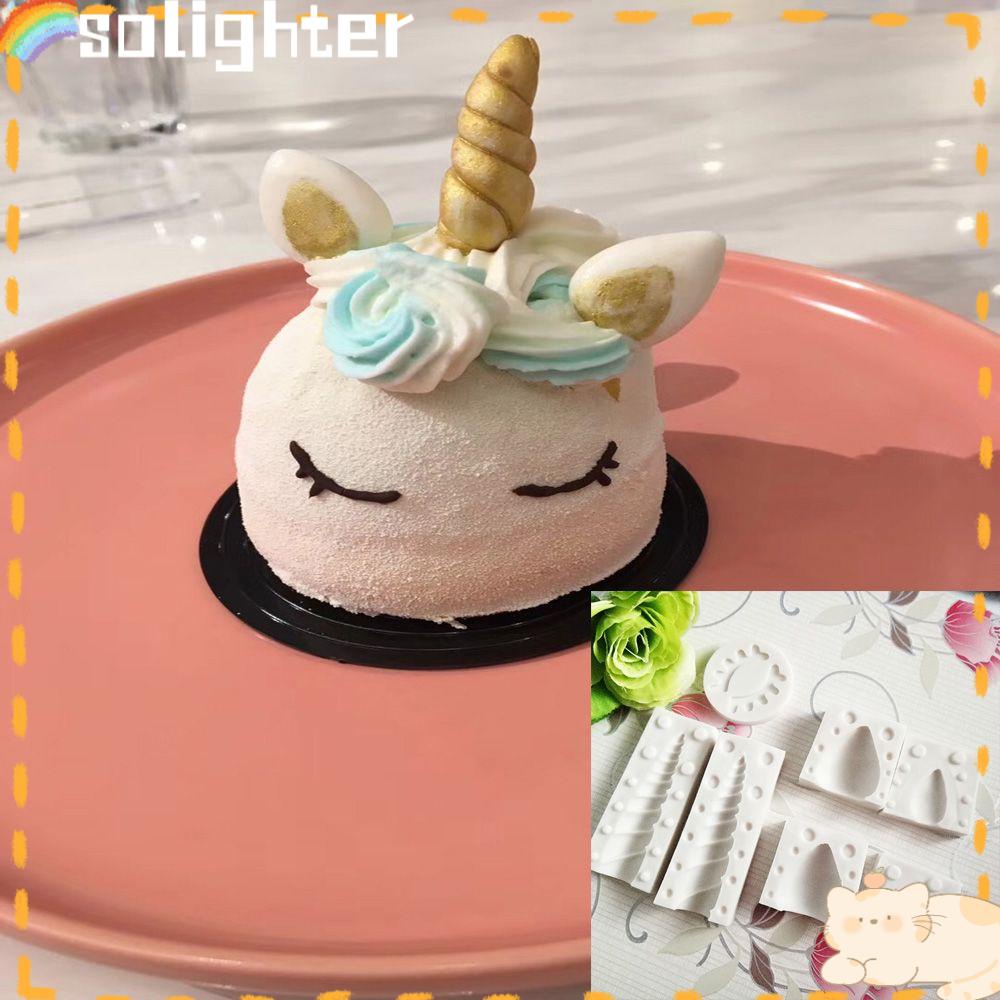 Solighter Unicorn Cetakan Silikon Ramah Lingkungan Bakery Fondant Permen Clay Sugar Craft Baking Tools