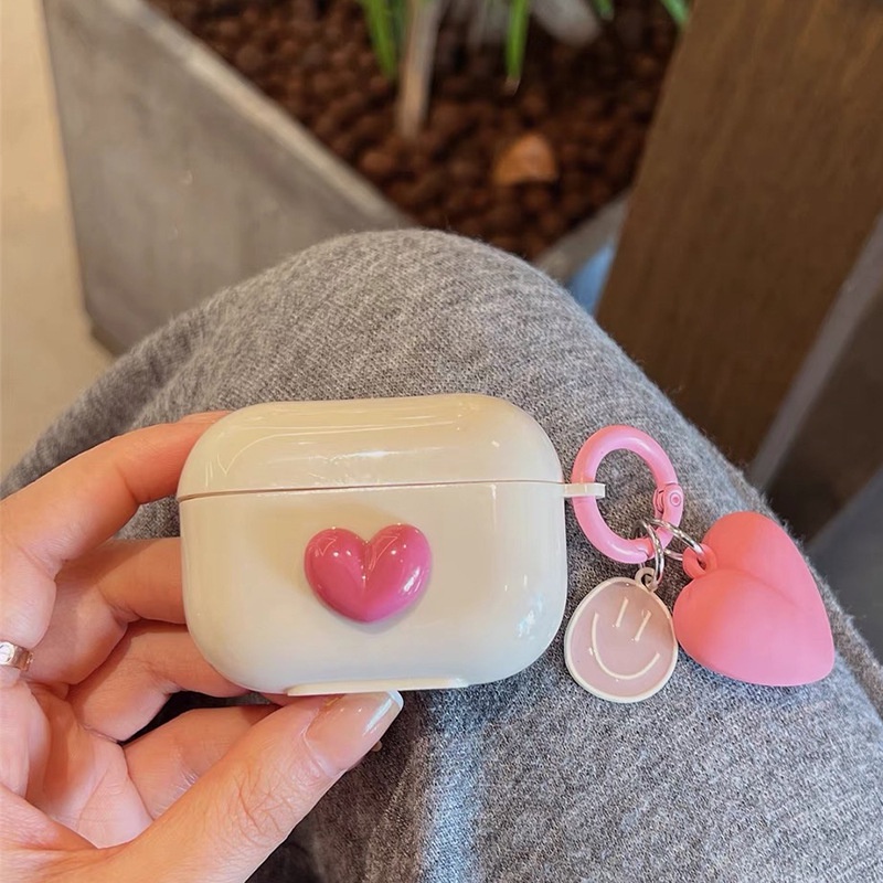 Lovely Smiling Face Bow Heart Straw Case Kompatibel Untuk Airpods1 2 3 Pro2 Warna Telanjang Tpu Cangkang Anti Jatuh