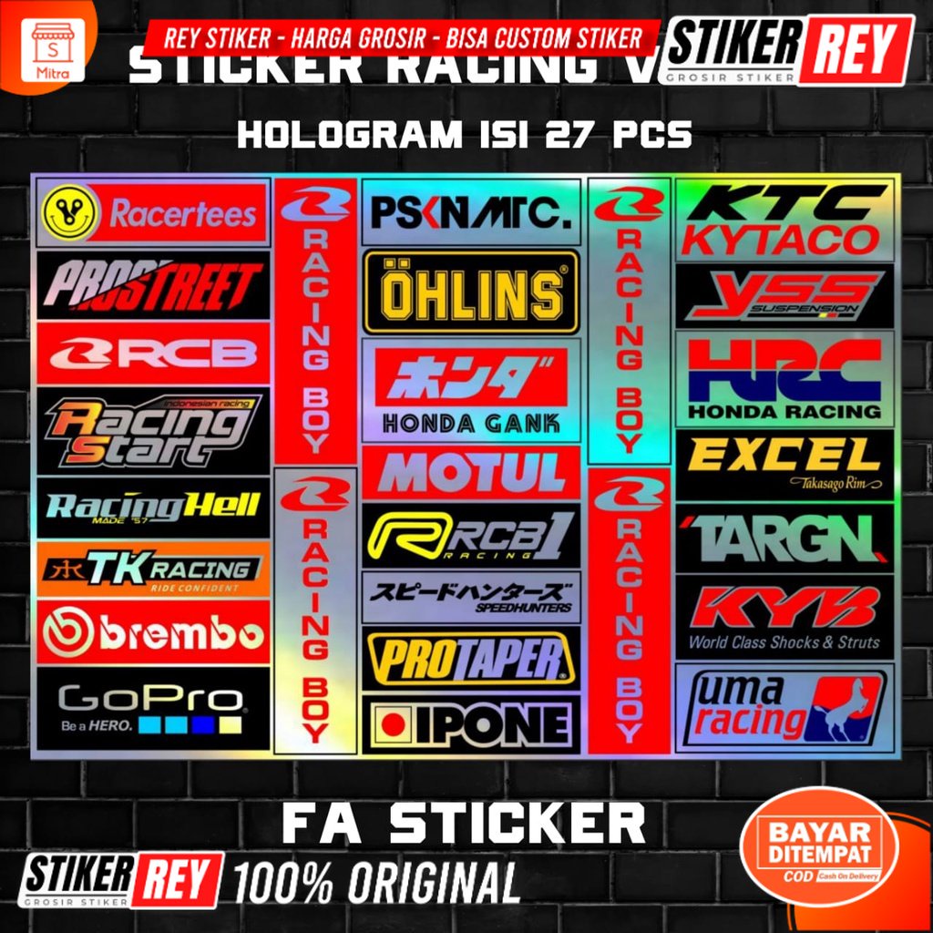 Stiker Racing Pack Sticker Racing Hologram Stiker Sponsor Stiker Helm Stiker Motor Sticker Motor Sti