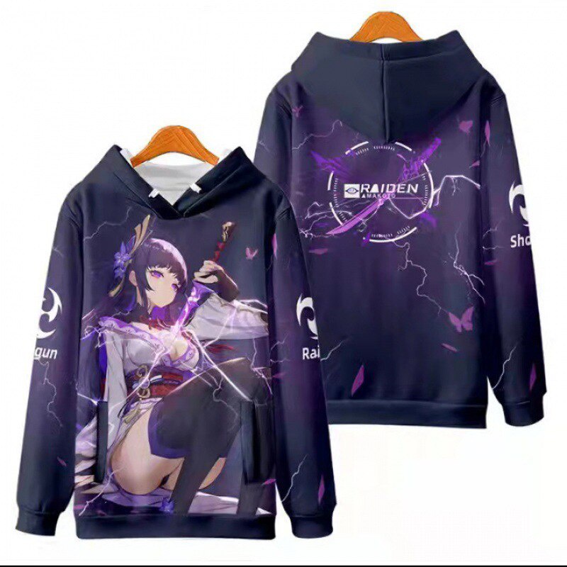 jaket Genshin Impact Kaedehara Kazuha Cosplay Sweter Bertudung Wanita/Pria Kasual Hoodie Pakaian Har