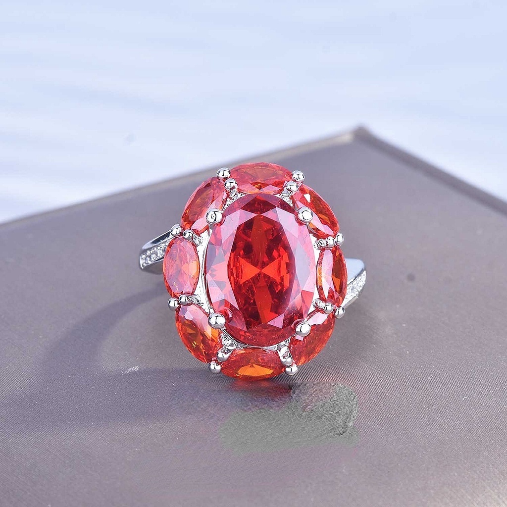 Goldkingdom Fashion Perhiasan Aksesoris Ready Stock Mewah Cadenza Harta Garnet Merah Cincin Yang Dapat Disesuaikan Kreatif Burung Merpati Merah Bentuk Telur Karat Besar Pertunangan Cincin Untuk Wanita