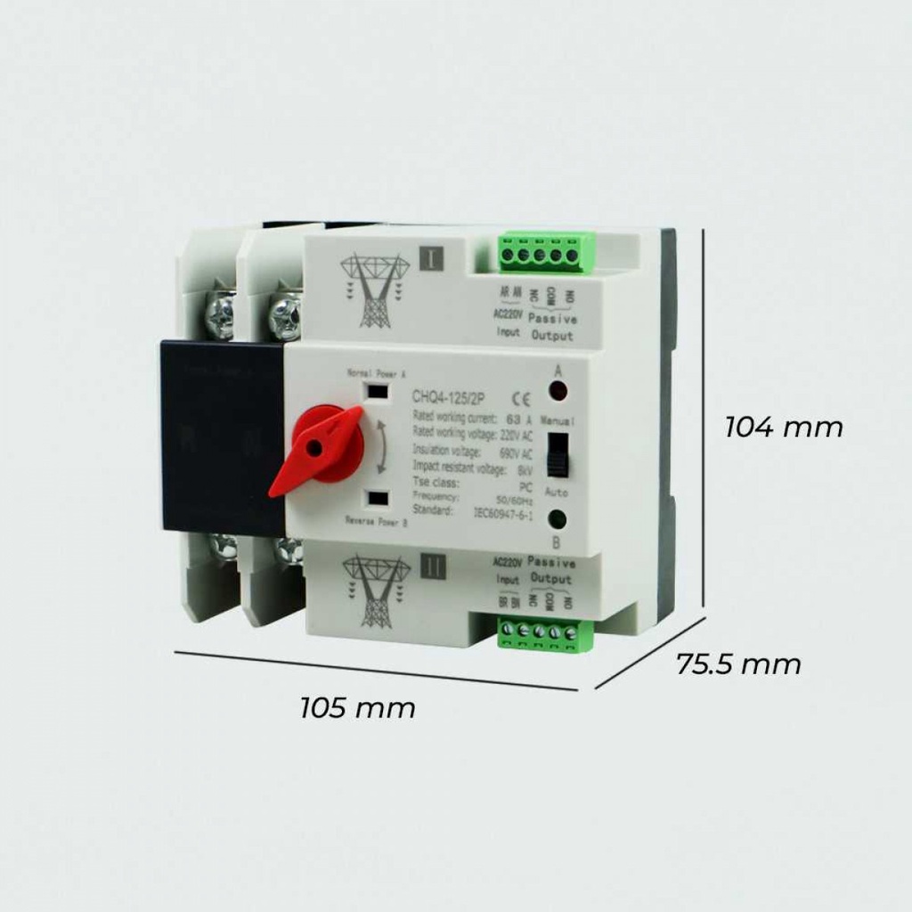 Saklar 2 Phase Transfer Kontrol Otomatis Manual Din Rail Power Supply