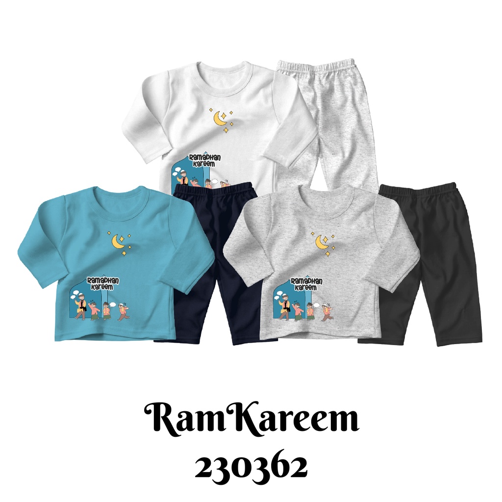 Baju Setelan Lengan Panjang Anak Usia 2 Sampai 8 Tahun Ram Kareem Series Bahan Katun Combed 30s