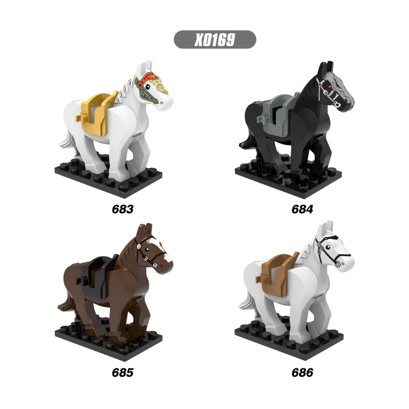 Three Kingdoms War Horse Kuda Perang Kuno Mini Figure Hewan Boneka Puzzle Rakitan Mainan Blok Bangunan