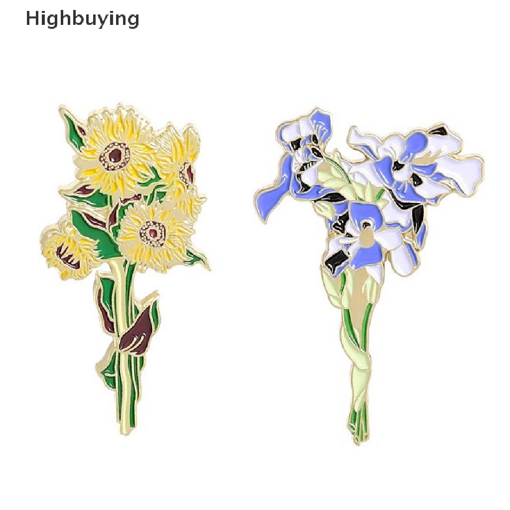 Hbid Kerah Pin Lencana Van Gogh Bunga Matahari Iris Bros Bunga Topi Pin Logam Untuk Pakaian Enamel Pin Lencana Untuk Ransel Hadiah Untuk Wanita Glory