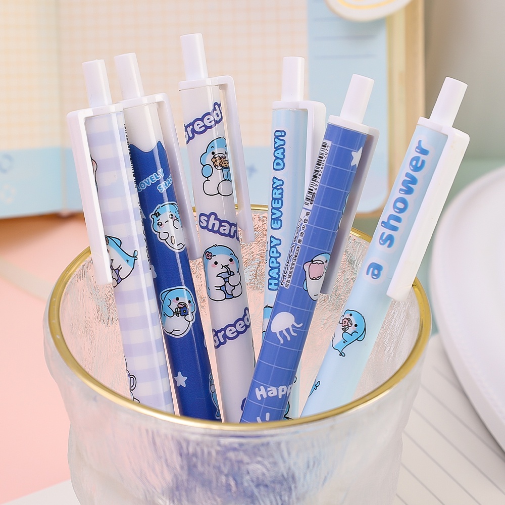 0.5mm Hiu Bayi Tekan Pena Netral/Pena Gel Lucu Kartun Ditarik/Siswa Menulis Kreatif Fountain pen/Catatan Ujian Perlengkapan Kantor Alat Tulis