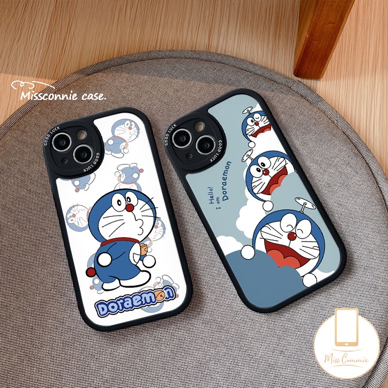 Casing Realme C53 C30 C25Y C55 10 C17 C35 C20 C31 C20A C12 C25S5 9i 6 8i 8Pro 5 6i 6s 8 5i 7i C21Y C15 C11 C21 GT C17 C2 C3 Lembut Lucu Kartun Kucing Doraemon Lensa Bulat Sarung Cover