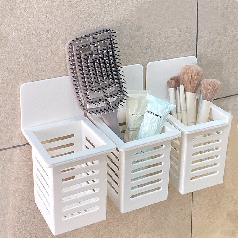 Kotak Penyimpanan Perhiasan Dinding Removable Kamar Mandi Tempat Rak Peralatan Makan Drain Storage Basket Kosmetik Perlengkapan Mandi Tempat Benda Bantalan Kuat Organizer Rak