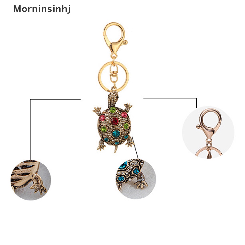 Mornin Fashion Kristal Gantungan Kunci Rings Besar Berlian Imitasi Turtle Alloy Keyring Holder Metal Pendant Keychain Bag Car Keyring Buckle Accessory id