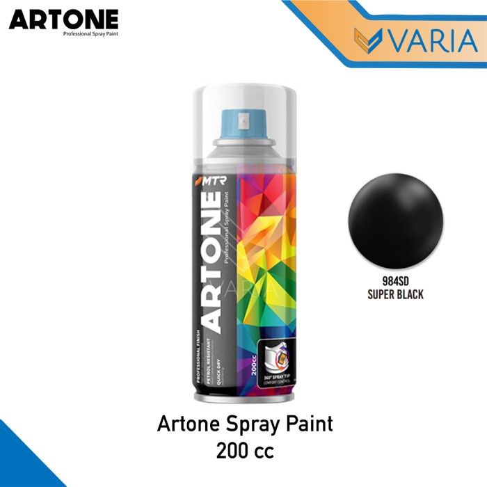 Artone Spray Paint 200 cc Super Black 984SD Matte Doff Cat Semprot