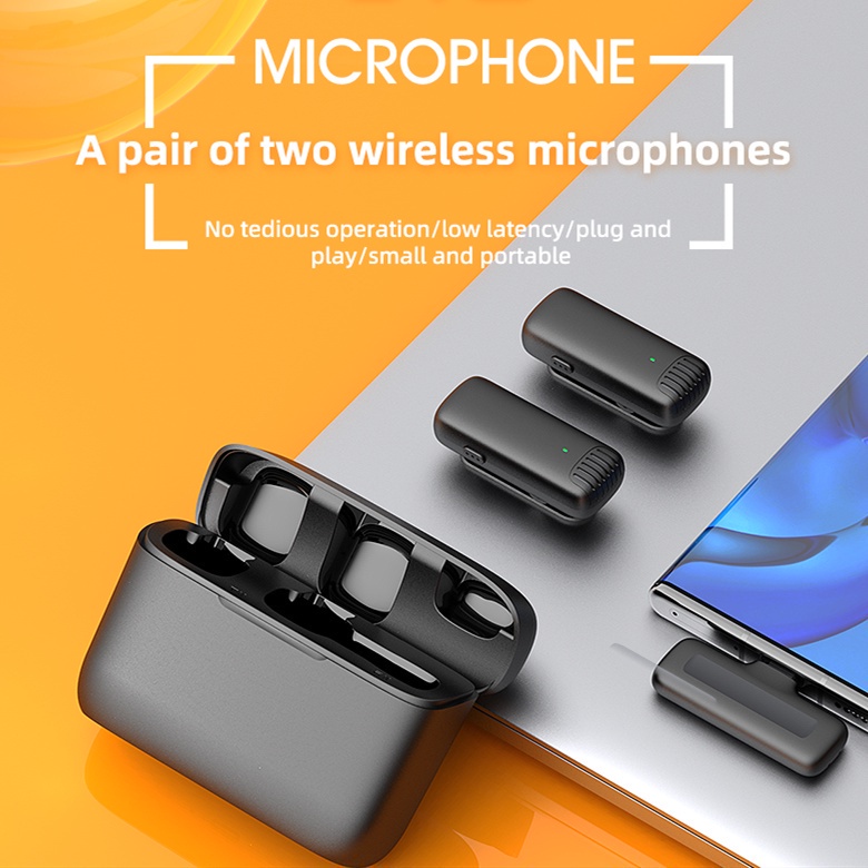 Wireless Microphone 2.4G Wireless Dual Lavalier Microphone Plug &amp; Play Lapel Mic with Charging Case Mikrofon for TikTok YouTube Facebook Live Stream Vlog Video Recording Noise Reduction Auto Sync