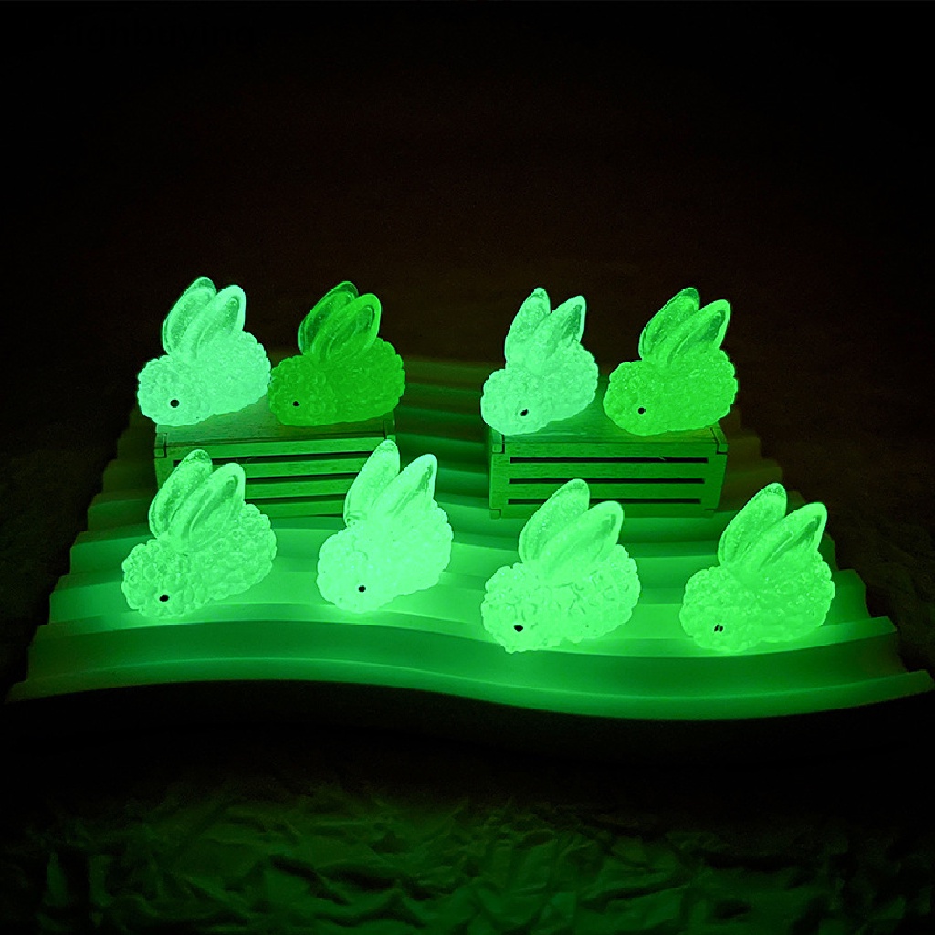 Hbid 5 Pcs Fluorescence Mini Resin Kelinci DIY Handmade Perhiasan Aksesoris Miniatur Dekorasi Lucu Mobil Hiasan Hadiah Glory