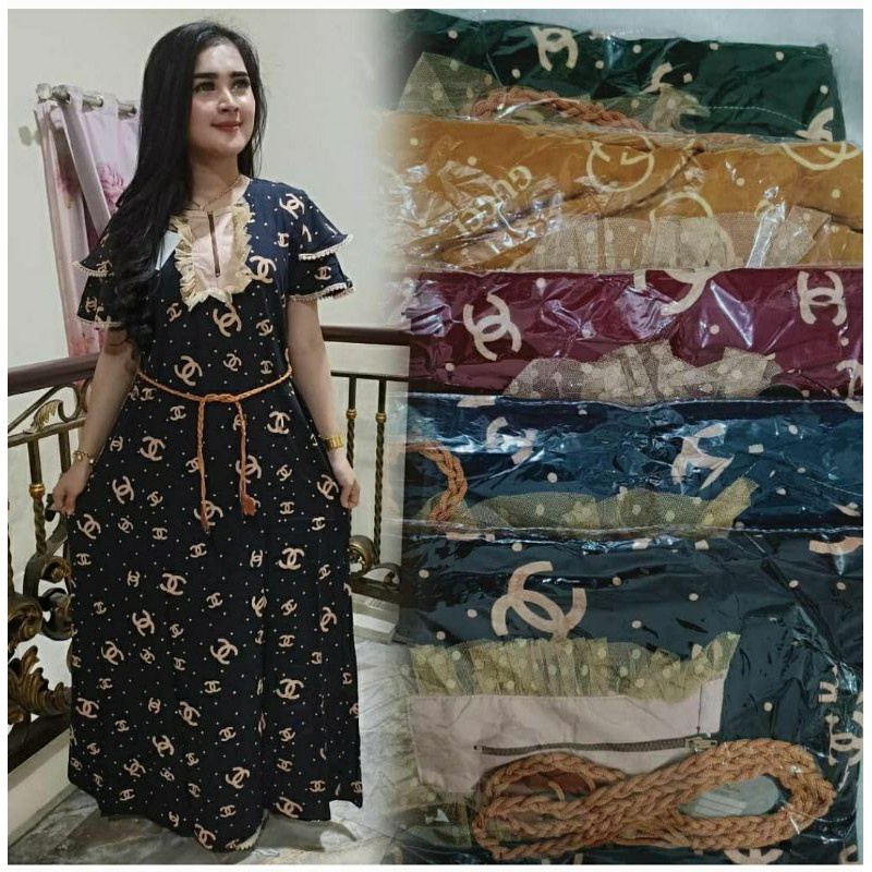 Ready Stock ✅ Dress Lebaran Gamis Midi Kotak Jumbo Ld 130 Gamis Midi Kotak Jumbo Longdress Polka Jum