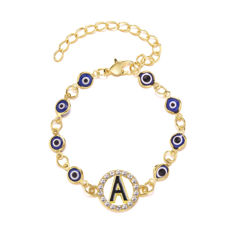 Wanita Biru Evil Eye Rantai Perak Adjustable Huruf Gelang Vintage Turki Evil Eye Charm Wristband Bracelets