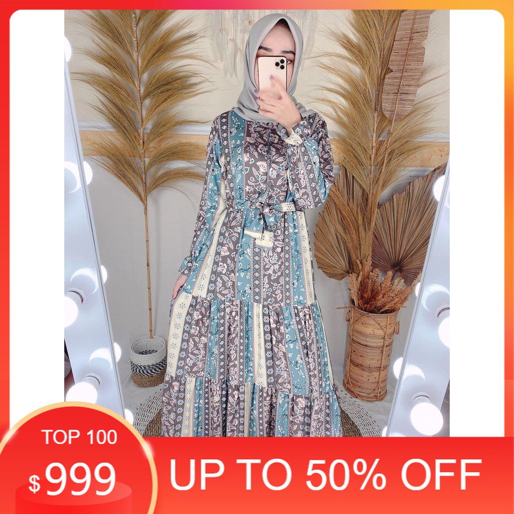 RB Baju Gamis Refika Maxi Motif Fashion Wanita Dress Muslimah / Elzata / Rabban TERLARIS 2023