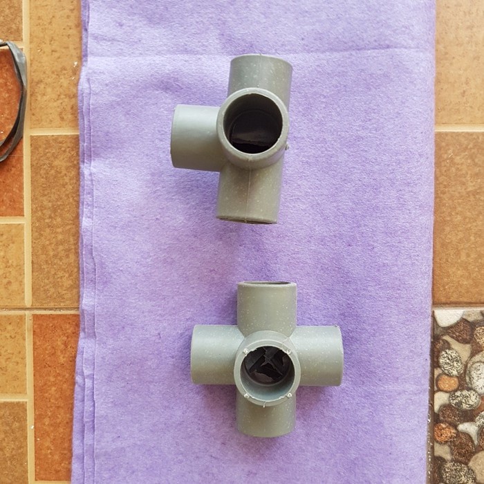 DISKON SHOPEE/ sambungan konektor fitting tee pipa pvc 5 way arah 1" inch abu2 grosir