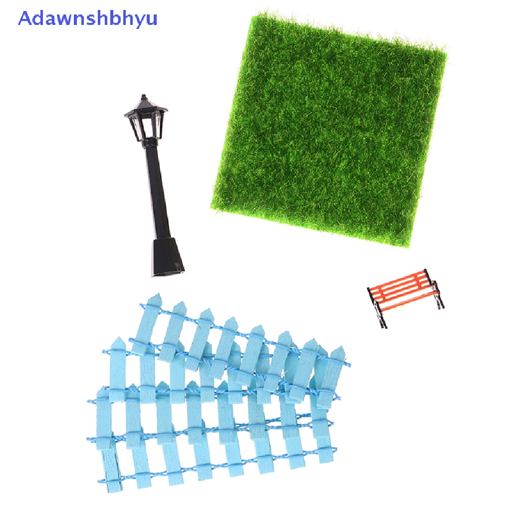 Adhyu 7pcs/set 1/12 Dollhouse Miniature Lawn Street Lamp Park Chair Railing Decor Toy ID