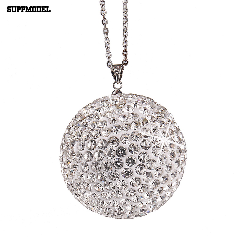Suppmodel Kaca Spion Mobil Rhinestones Bola Liontin Gantung Ornamen Dekorasi Interior