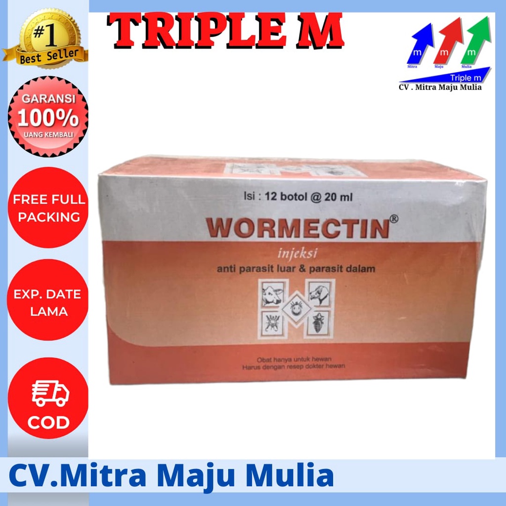 WORMECTIN 20 ml ANTI PARASIT LUAR DAN DALAM 1 DUS isi 12 botol