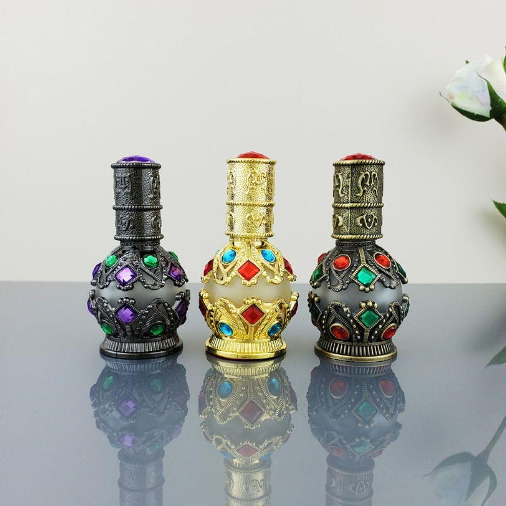 Rebuy Botol Parfum 15ml Kaca Kristal Dekorasi Pernikahan Hadiah Sample Vial Botol Isi Ulang Gaya Arab Wadah Kosmetik Vintage Roll on Bottle