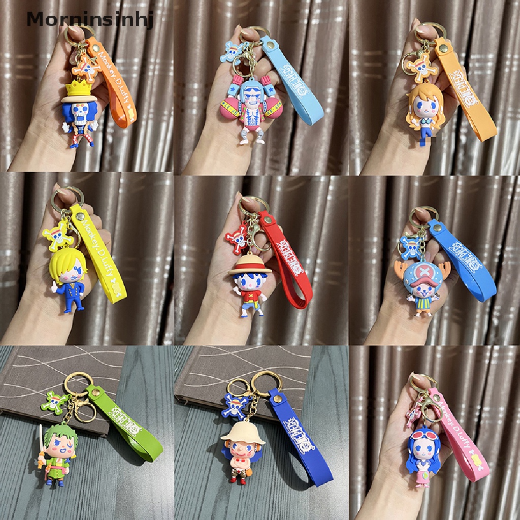 Mornin Anime Baru One Piece 3D Gantungan Kunci Gambar Kartun PVC Key Ring Lanyard Pendant id