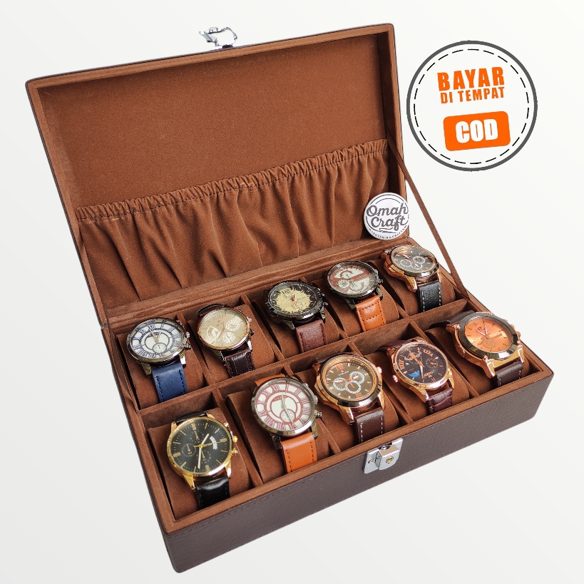 Diskon 50% Box Jam Tangan isi 10 Jumbo Pakai Kunci / Kotak Tempat Tangan / Watch Box Case