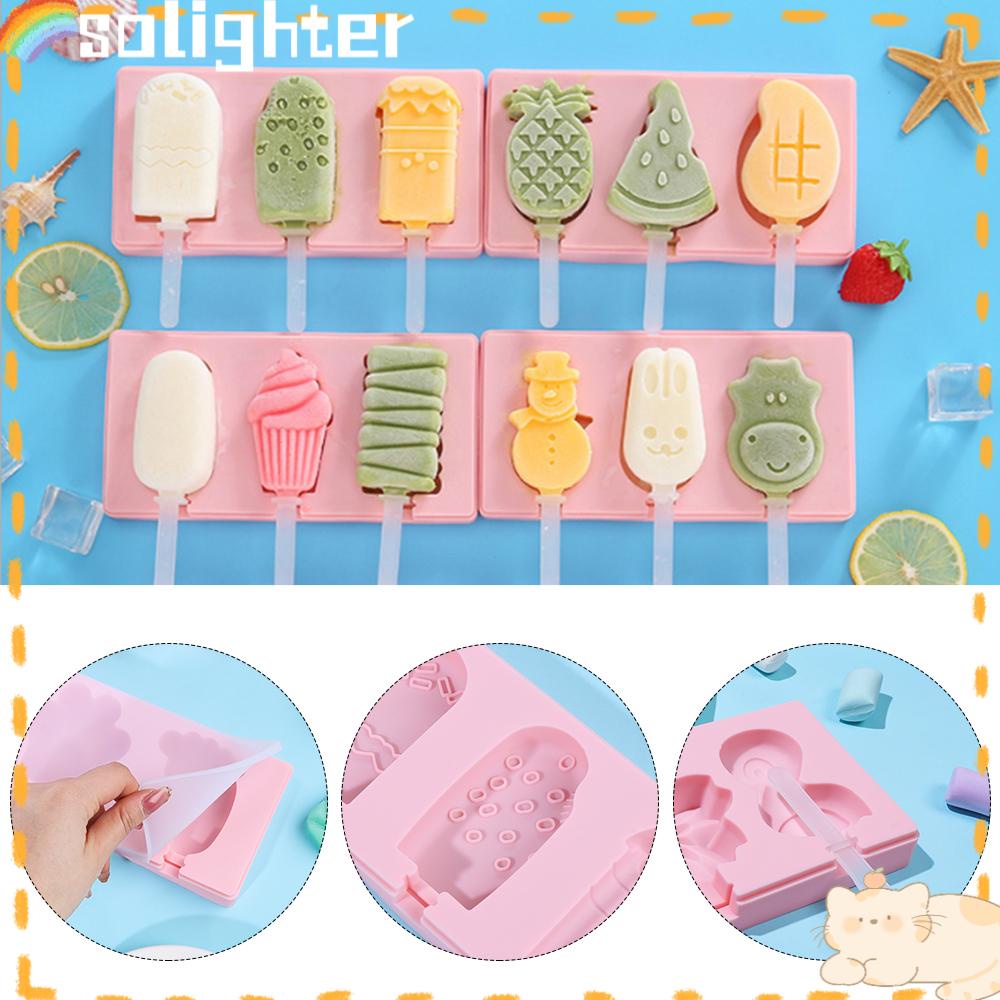 Solighter Cetakan Es Krim Silikon DIY Kartun Homemade Dessert Mold