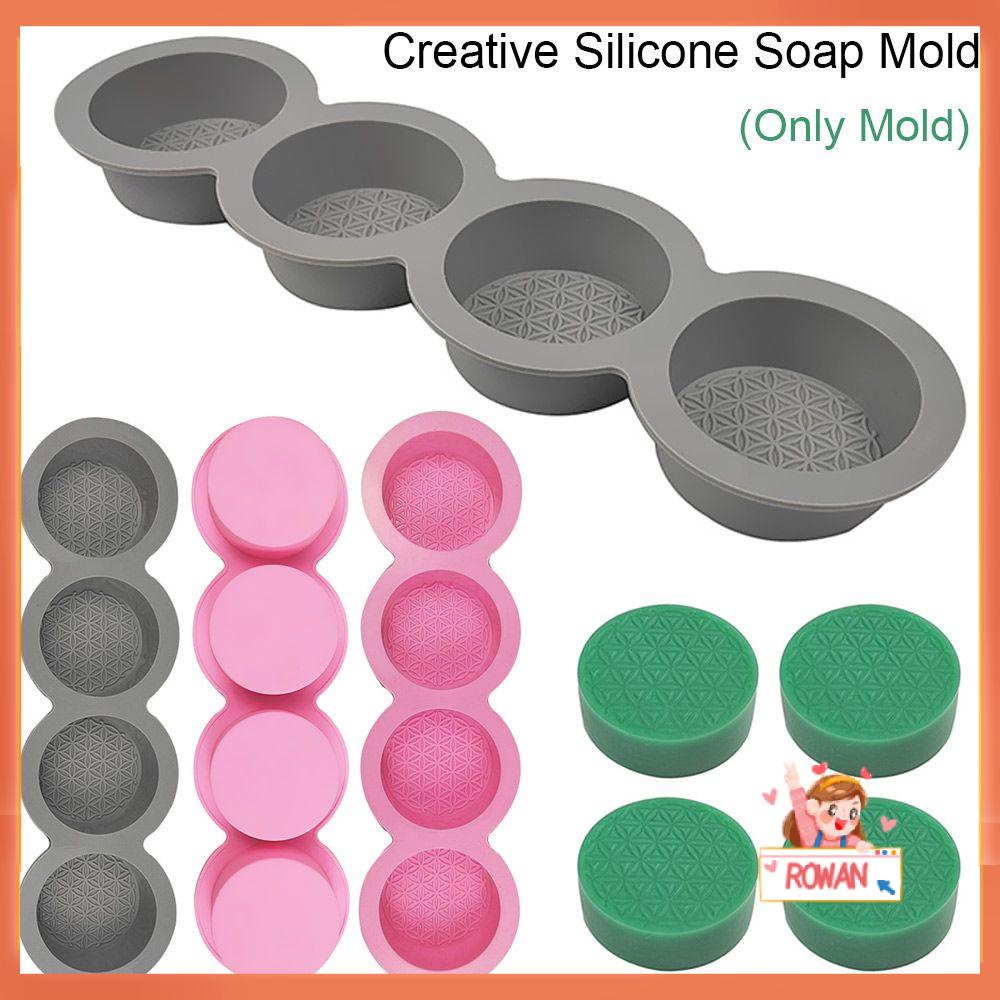 R-flower Silicone Soap Mold Perlengkapan Membuat Dekorasi Rumah DIY Craft Vintage Round Mold 4rongga Handmade Perlengkapan Sabun