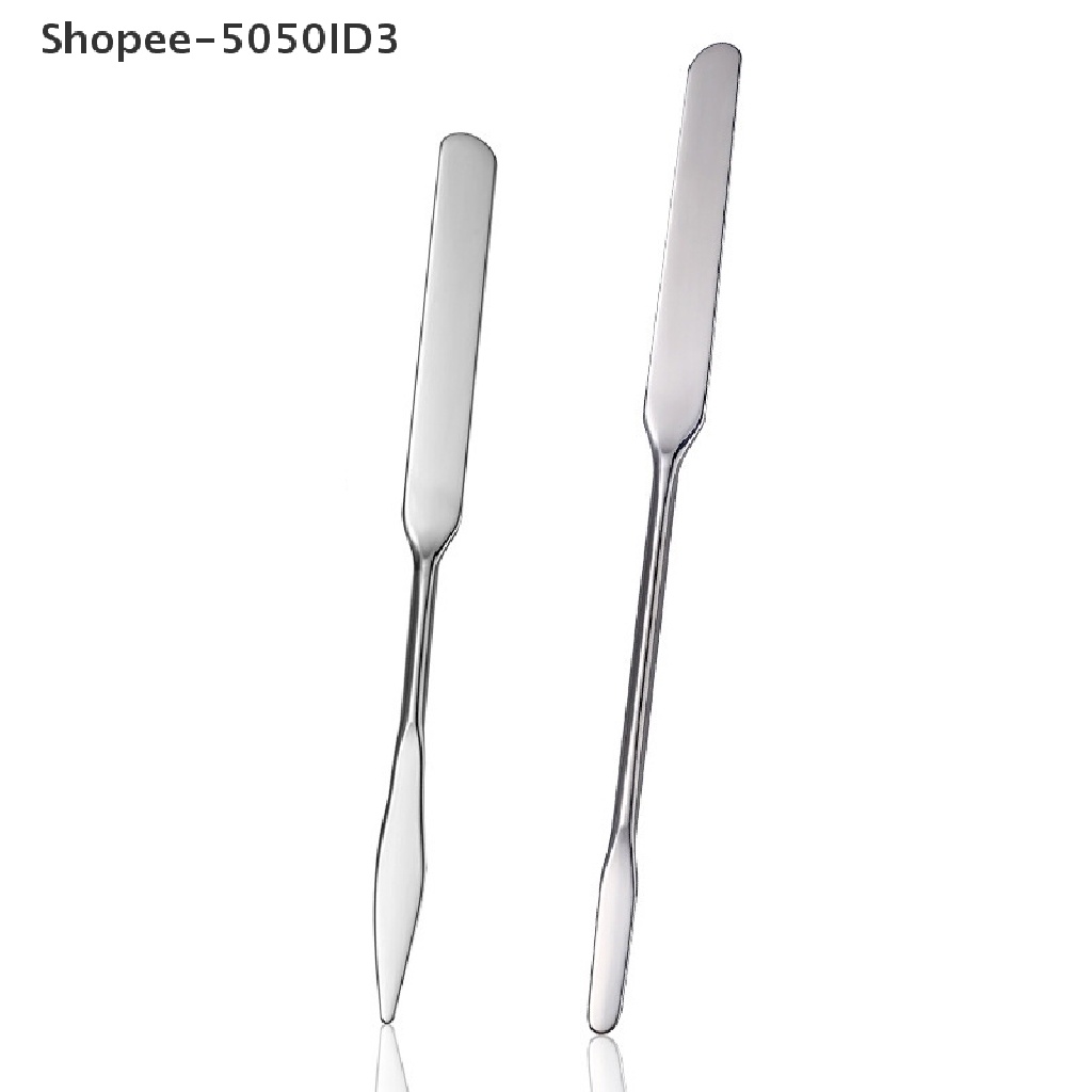 [HOT] 1pcs Kepala Ganda Stainless Steel Alat Spatula Pencampur Makeup Kosmetik Untuk Palet [ID]
