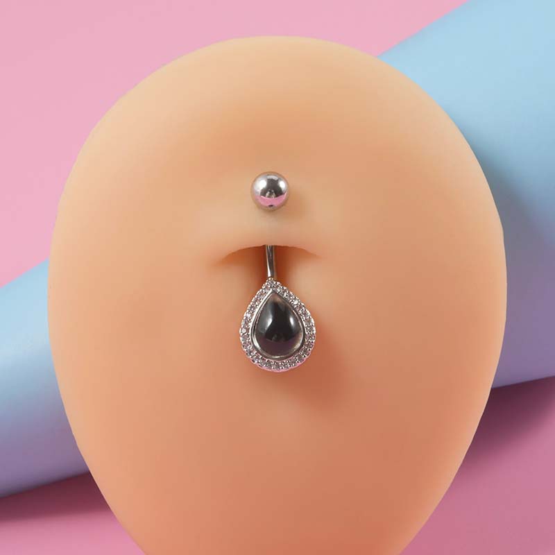 1 Piece Temperature Sensing Discoloration Stone Stainless Steel Belly Button Ring Navel Piercing 14Gauge