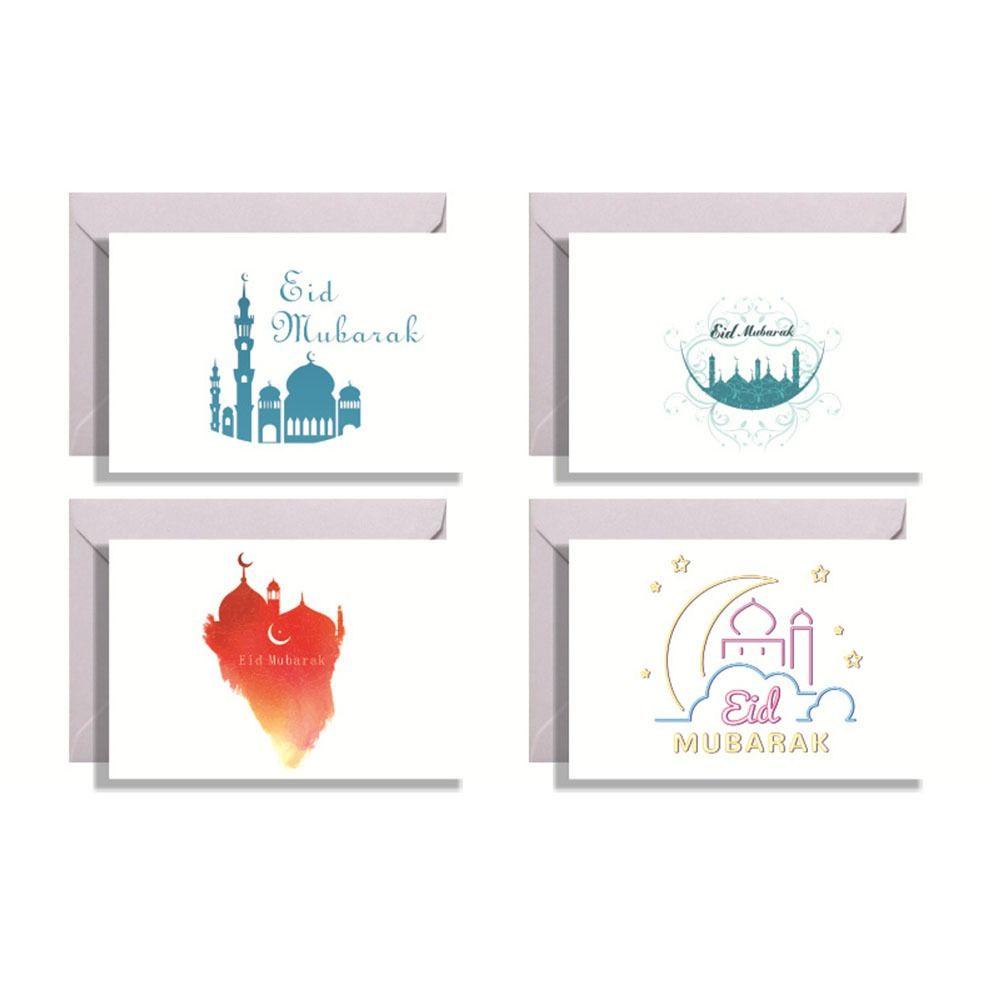 Mxbeauty Kartu Lebaran Dan Amplop set 6Pcs/set Kartu Ucapan Festival Islami Bulan Bintang Kartu Lebaran Eid Mubarak Kartu Ramadhan Eid Mubarak Dengan Amplop