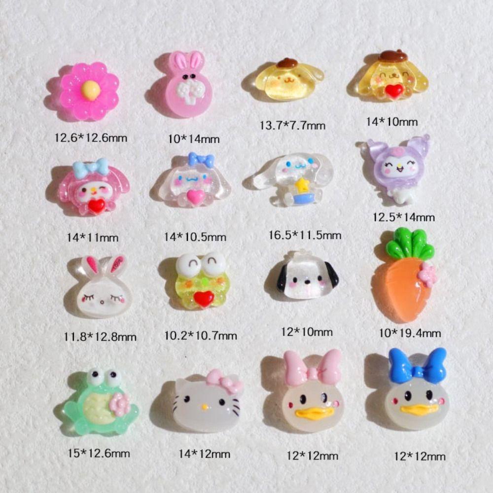 Nickolas1 Dekorasi Nail Art DIY 10pcs Kuromi Resin Kawaii Cinnamoroll Hiasan Kuku Hewan