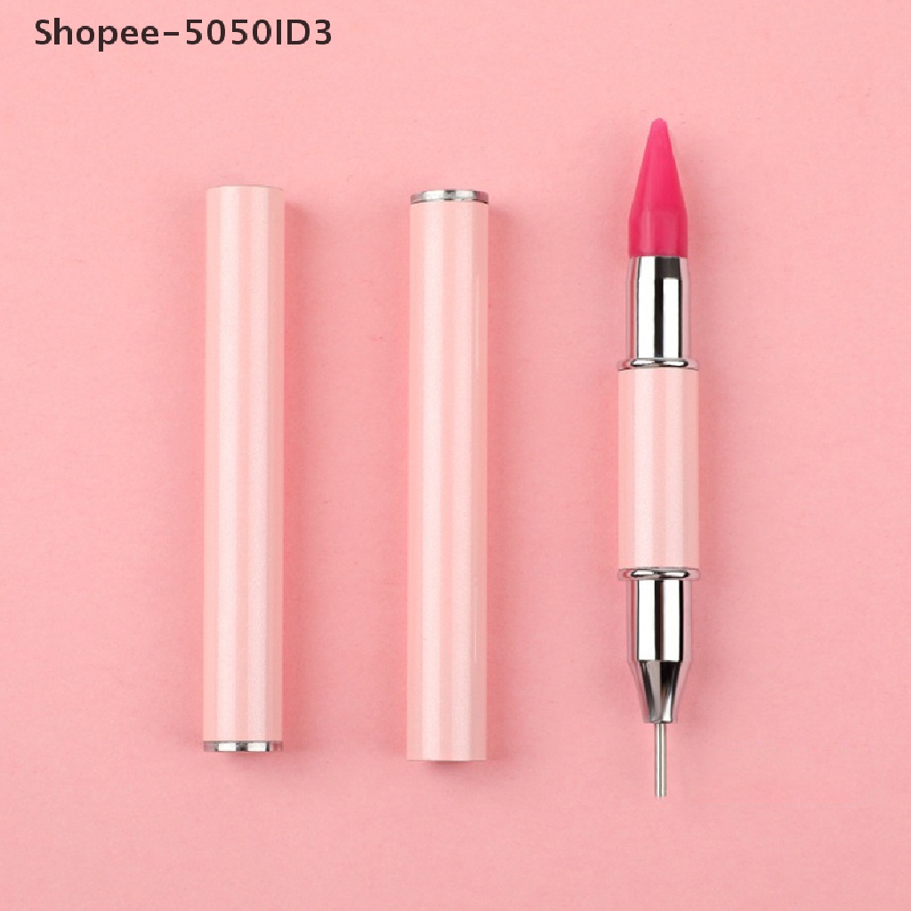 [HOT] Pena Dotg Kuku Dual Ended Art Brush Berlian Imitasi Rotary Push Picker Wax Pencil [ID]