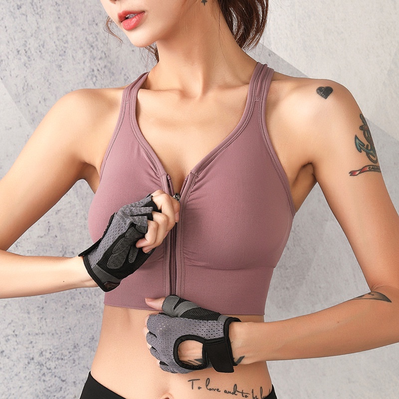 Sport Bra Fashion Seksi Berkumpul RitsletingDada Tidak Ada Cincin Baja Cepat Kering Menjalankan Yoga Kebugaran Rompi Olahraga Bra 8133