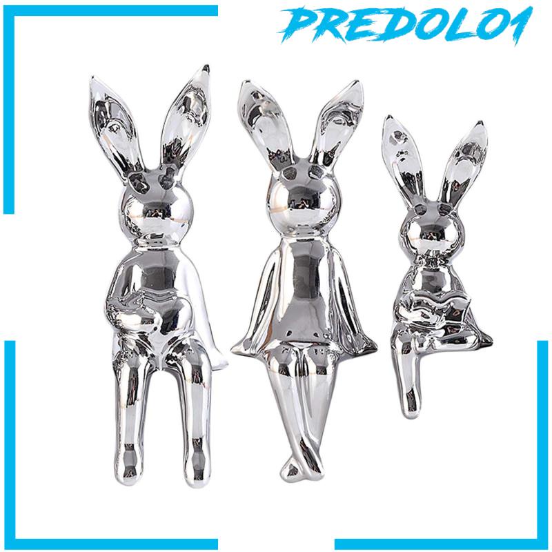 [Predolo1] 3pcs Patung Keluarga Kelinci Gambar Hewan Kamar Tidur Bunny Statue