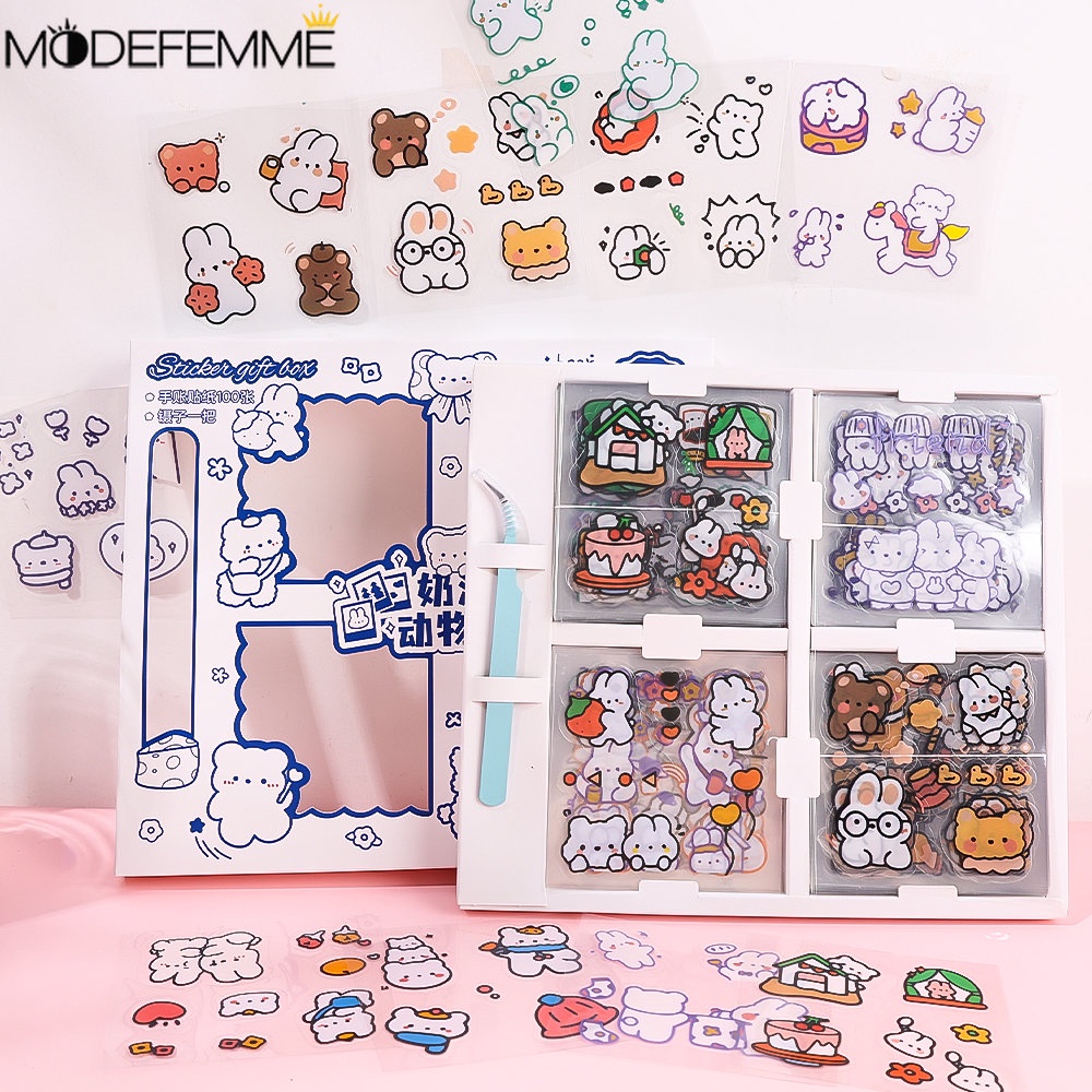 [Pola Acak] Tag Kartu Guka Lucu Perekat Diri Alat Tulis Stiker DIY Akun Tangan Stiker Hias Cream Kelinci Diary Stiker Anime Dekorasi Pola Kartun Stiker Hewan Peliharaan