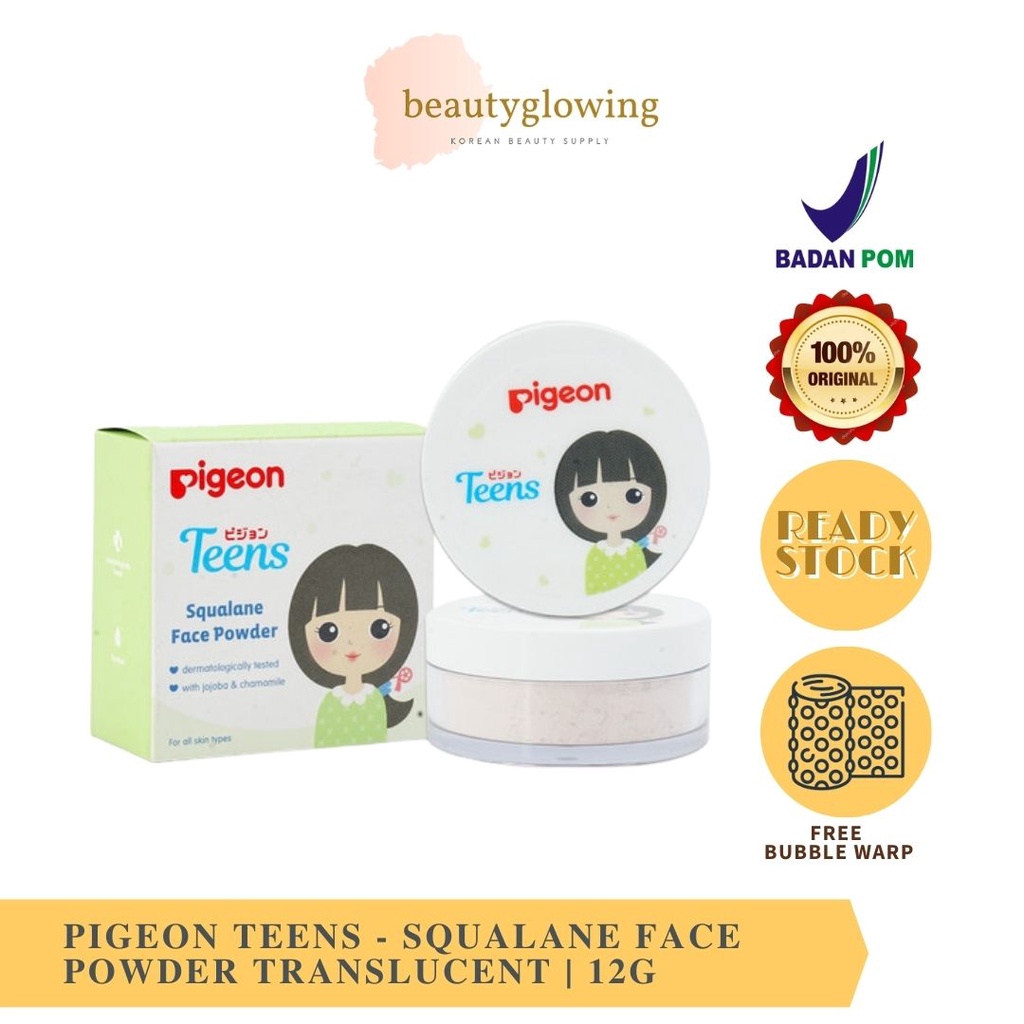 PIGEON TEENS POWDER POWER Squalane Face Powder Translucent 12g / BEDAK TABUR