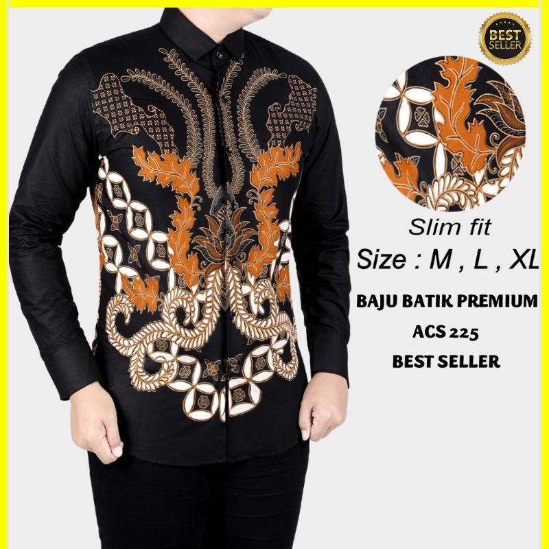 BAJU KEMEJA BATIK PRIA SLIM FIT MODERN LENGAN PANJANG SLIMFIT CB343 PREMIUM KEMEJA BLD JAKARTA