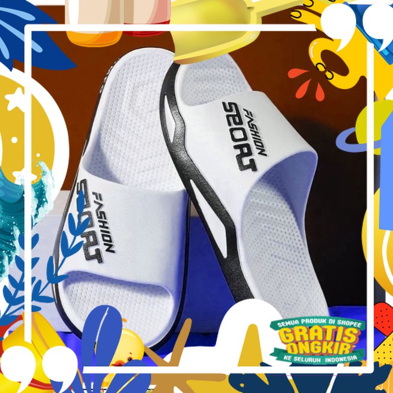 Fashion sandal fashion pria sandal selop karet pria dewasa series putih 39 44/ merah putih biru polo